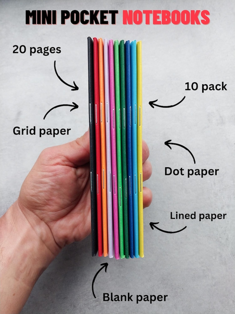 Pocket Notebook Example Mini Notebooks, 10 Notebooks, 20 Page Pocket Notebooks, Bulk Notebooks ...