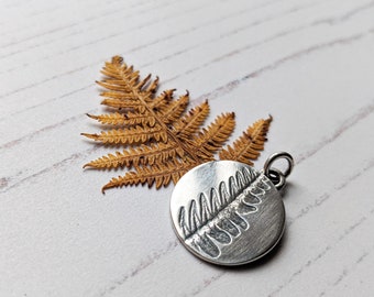 impressed silver bracken pendant necklace