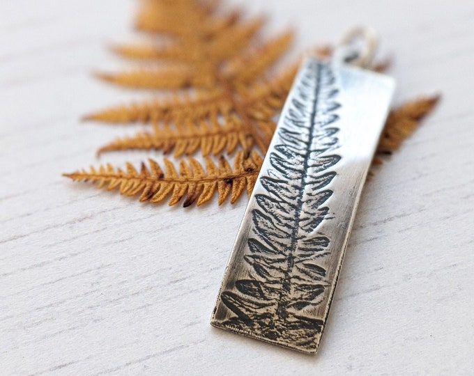 Featured listing image: impressed silver bracken pendant necklace