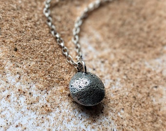 tiny sand impressed silver dome necklace pendant