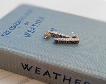 neat hammered silver bar post earrings