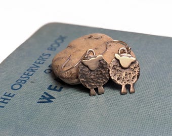 silver sheep earrings