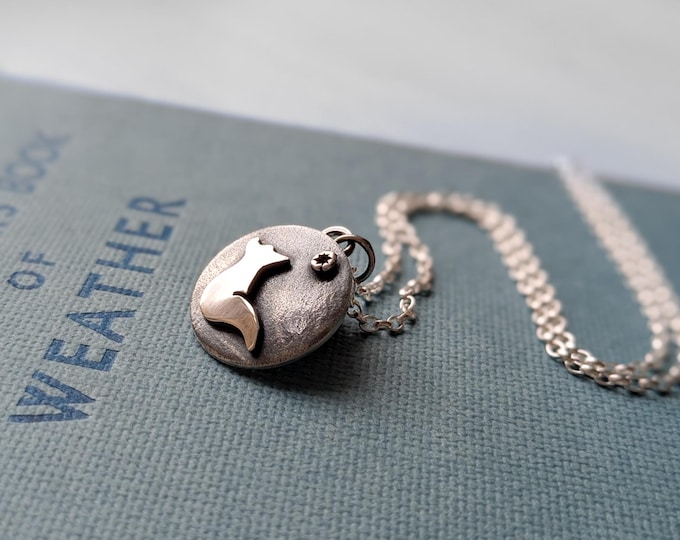 Featured listing image: tiny silver star gazing fox pendant necklace