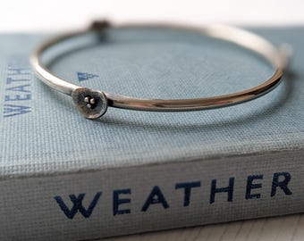 silver poppy flower bangle
