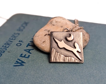 square silver leaping hare pendant necklace