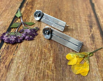 tall poppy flower silver drop earrings