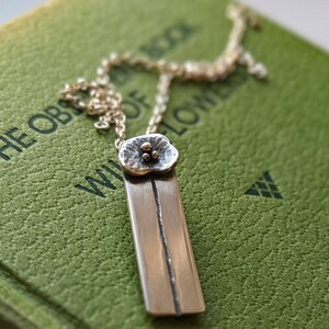 tall poppy flower silver necklace pendant image 1