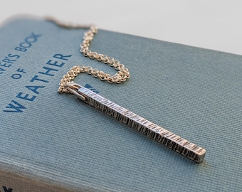elegant hammered silver bar pendant necklace