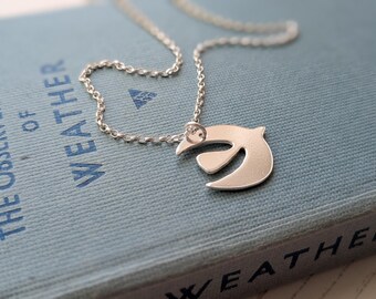 silver naive style flying bird necklace pendant