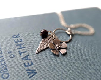 silver cherry blossom pendant necklace