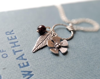 silver cherry blossom pendant necklace