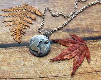 tiny silver star gazing fox pendant necklace