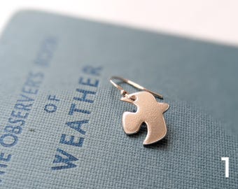 silver flying bird drop earrings, single earring or mismatched pair