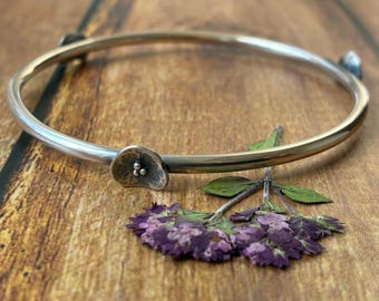 silver poppy flower bangle