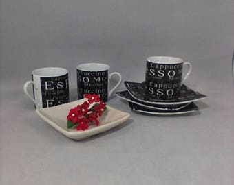 Espresso Mugs and Saucers Set of 3