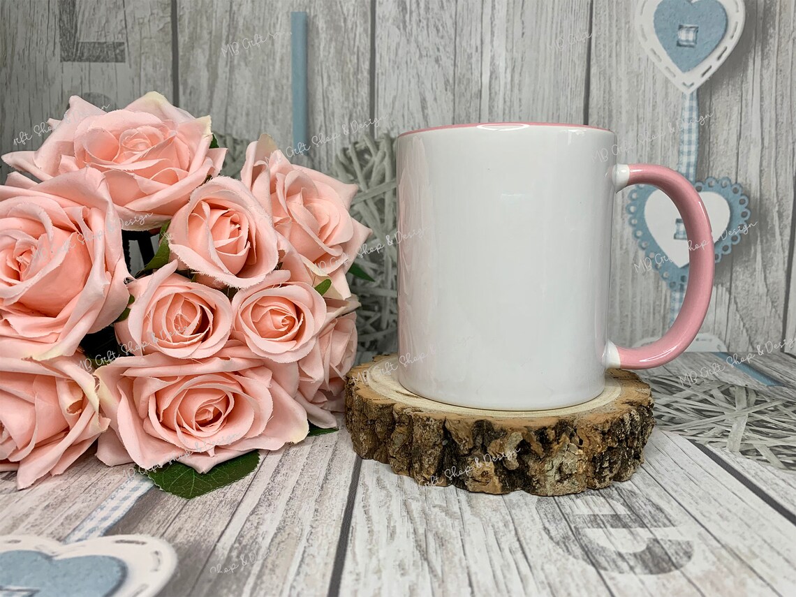 11 Oz Mug Mockup Pink Handle and Inner Mug Mockup Digital Download Etsy