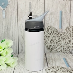 Water bottle mockup - Straw bottle mockup - White bottle with straw mockup - Real photo