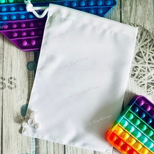 Fidget spinner drawstring bag mockup, Sensory Toys bag mockup, White bag mockup, Real photo