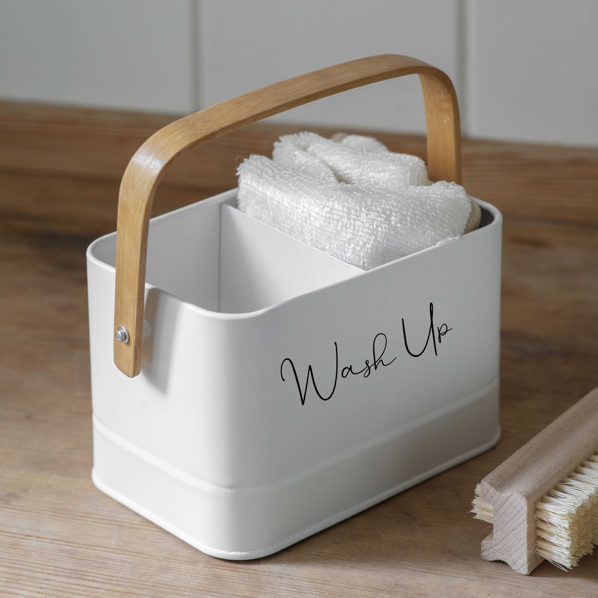 Cleaning Storage Caddy With Bamboo Handle Kitchen Sink Tidy Organiser  Cleaning Supplies 