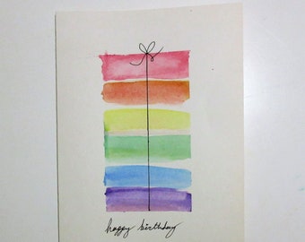 Happy Birthday Cake Greeting Card. Birthday cards with present or birthday cake slice. Blank Cards for Birthdays