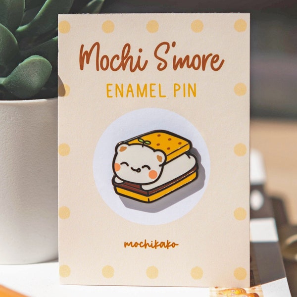 Mochi Smore Enamel Pin / Cute Funny Hard Enamel Lapel Pin / Kawaii Pins & Accessories