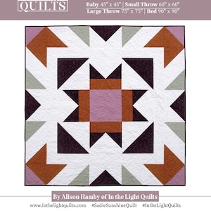 Sadie Sunshine Quilt Pattern ONE BLOCK Version - PDF