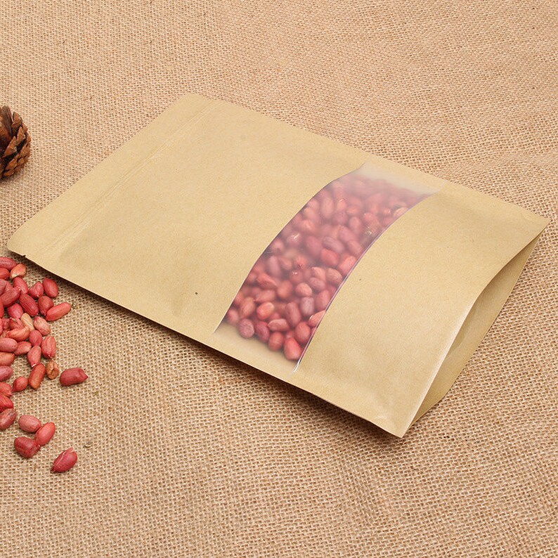 16*26*4 cm Kraft window ziplock bag fruit food self-sealed bags tea bag Window 100pcs custom sizes logo