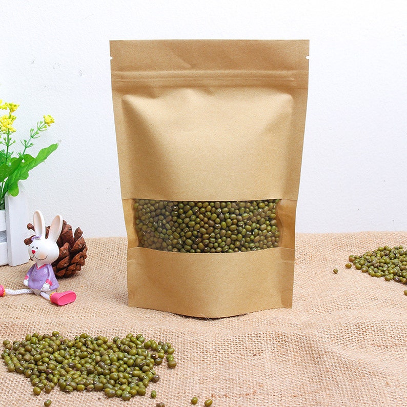 12*20*4cm Kraft window ziplock wolfberry fruit food self-sealed bags tea bag Window 50pcs custom sizes logo