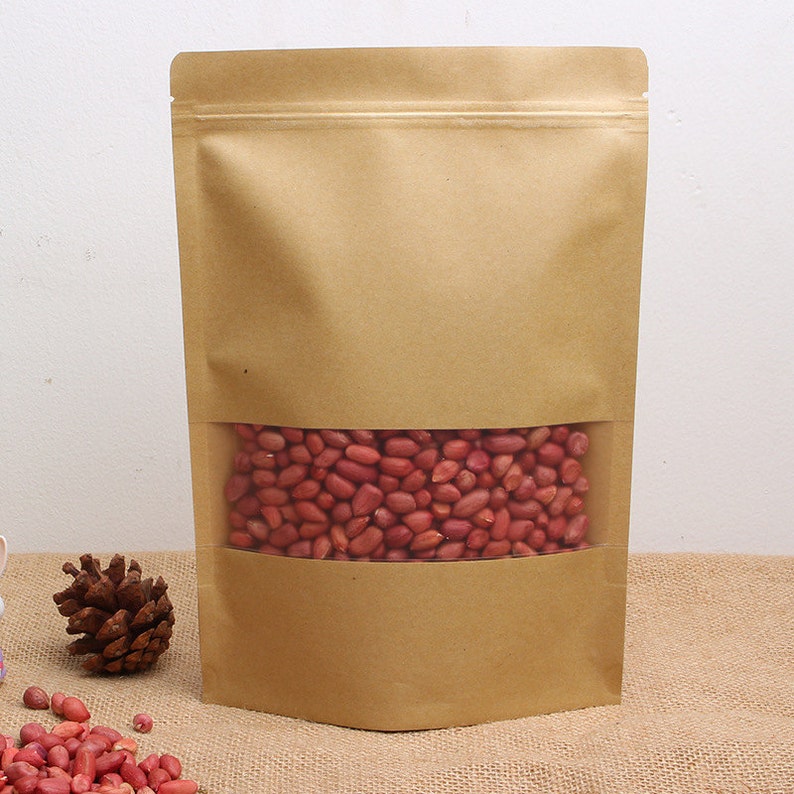 16*26*4 cm Kraft window ziplock bag fruit food self-sealed bags tea bag Window 100pcs custom sizes logo