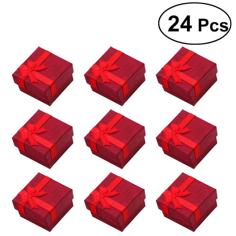 24pcs Jewelery Organizers Storage Gift Boxes for Earring Bracelet Necklace Wedding Birthday Party Supplies