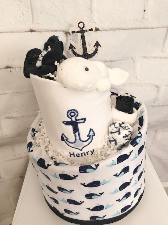 whale diaper cake