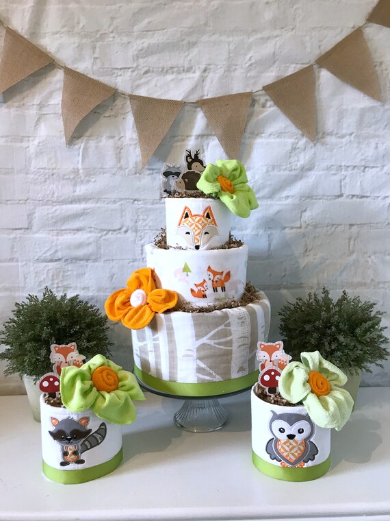 Woodland Baby Shower Decorations Woodland Diaper Cake Fox Etsy