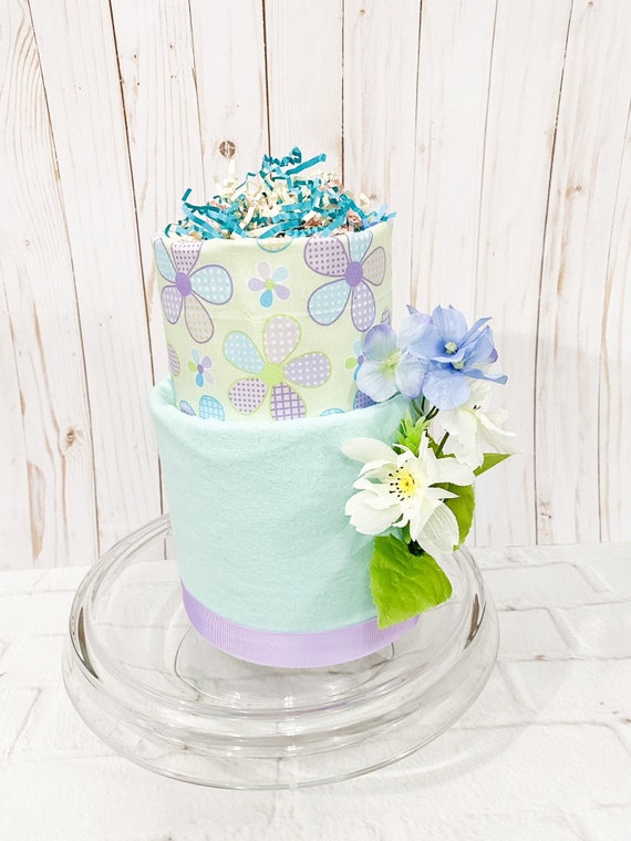 Floral Diaper Cake Lilac and Mint Baby Shower Lilac Floral Baby