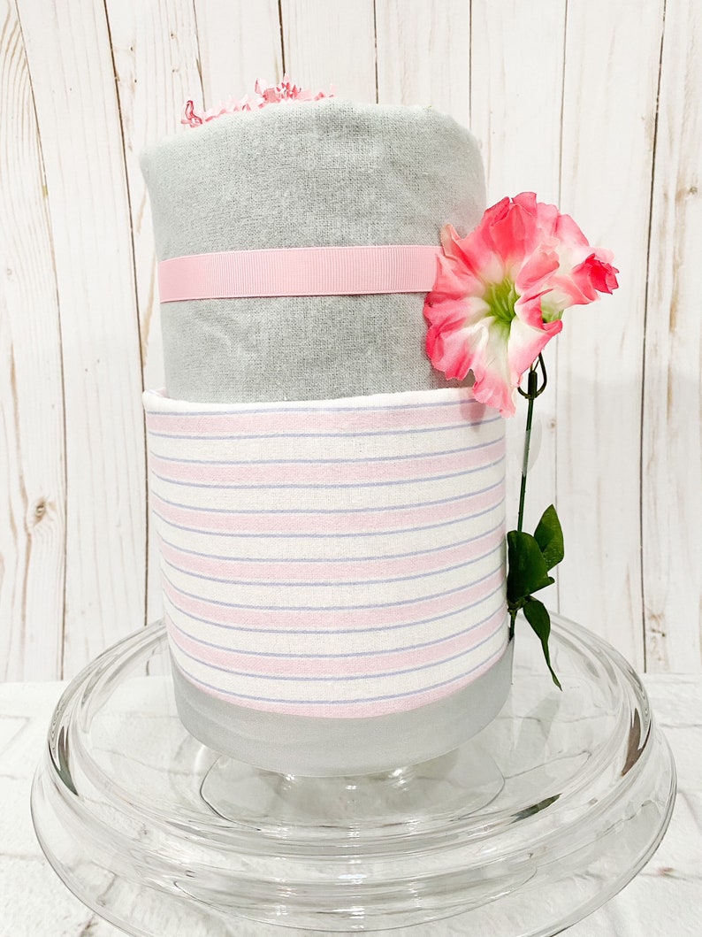 its a girl baby shower, girl baby shower, pink and gray baby shower, pink and gray diaper cake, pink baby shower, pink diaper cake, baby image 3