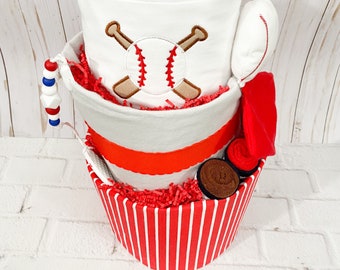 Gâteau de couche de baseball, Gâteau de couche de sport, Douche de bébé de sport, Cadeau de bébé de baseball, Décor de douche de baseball, Gâteau de couche pour garçon, Gâteaux de couches