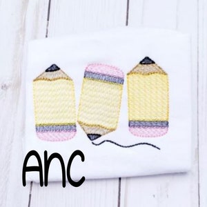 back to school shirt, back to school embroidered shirt, pencil embroidery, pencil embroidered shirt, sketch pencil embroidered shirt, pencil