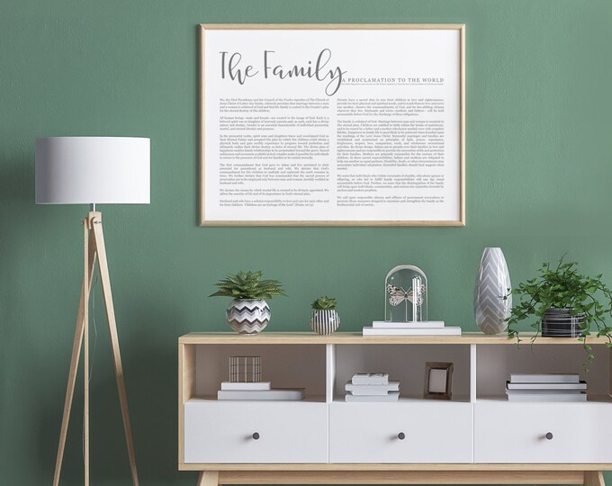 Landscape Family Proclamation Print- Simplistic Modern Uniform Text- on Premium Paper