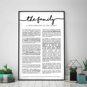 Family Proclamation Print on Premium Paper Cursive Title LDS image 2