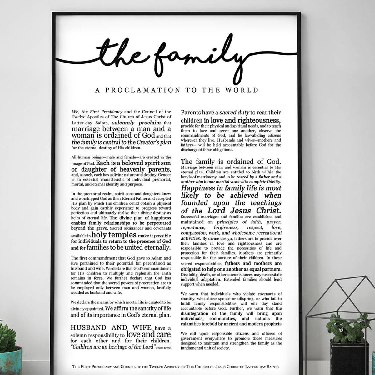 Family Proclamation Print- on Premium Paper- Cursive Title- LDS - Etsy