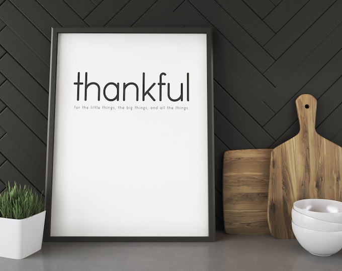 Thankful- Modern Typography Poster Print