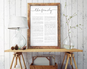 Family Proclamation Print- on Premium Paper- Cursive Title- LDS