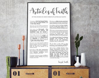 Articles of Faith Print- on Premium Paper- Modern Emphasized Font- LDS