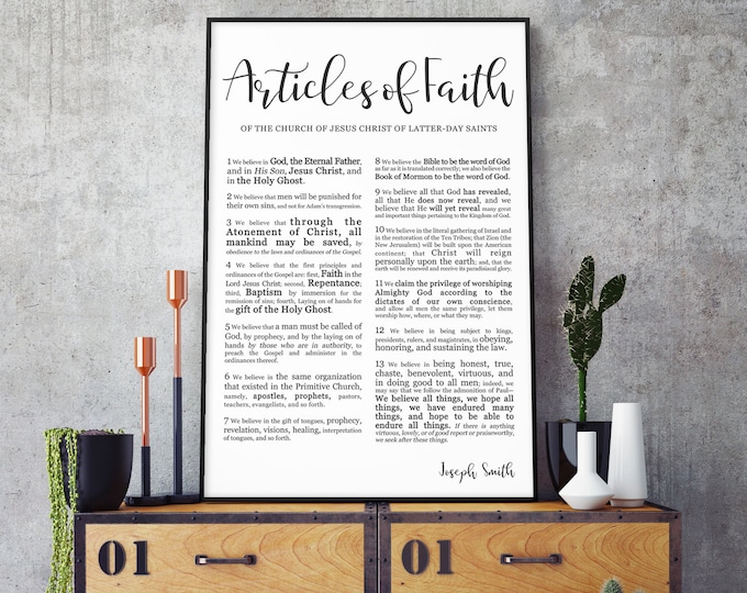 DOWNLOAD- Articles of Faith Printable- Modern Emphasized Font- LDS