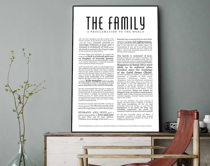 Family Proclamation Print- Masculine Modern Title- on Premium Paper