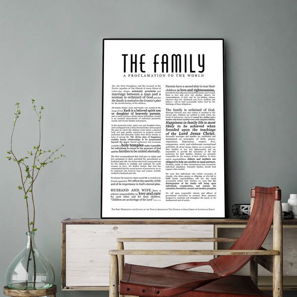 Family Proclamation Print- Masculine Modern Title- on Premium Paper