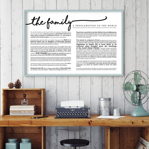 Horizontal Family Proclamation Print LDS Various Sizes | Etsy New Zealand