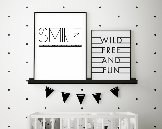 SMILE- Modern Home Decor Print- Black and White