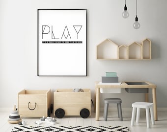 PLAY- Modern Home Decor Print- Black and White