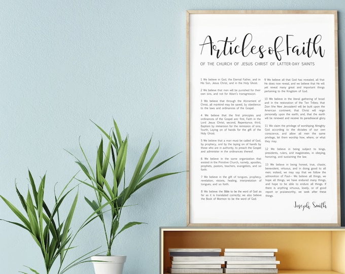 Articles of Faith Print- on Premium Paper- Simplistic Modern Uniform Text- LDS