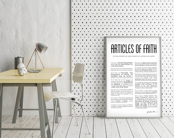 Articles of Faith- Masculine Modern Title- LDS- Various Sizes